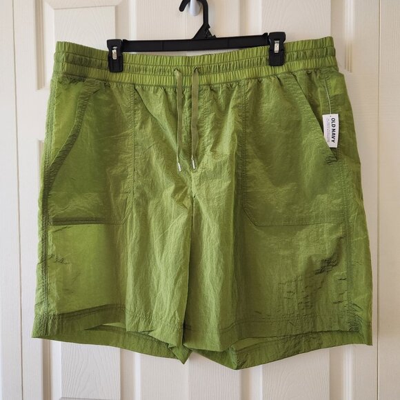 Mens Old Navy Quick-Dry Olive Green Shorts 2X With Elastic Waistband & Pockets - Picture 1 of 8